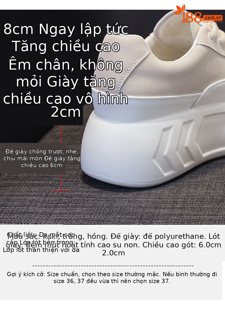 Giày sneaker nữ đế dày tăng chiều cao da bò mùa xuân 2025 — M2315 Màu mơ, M2315 màu trắng, M2315-1 mặt lưới màu trắng, M2315-1 mặt lưới màu hồng chi tiết 5