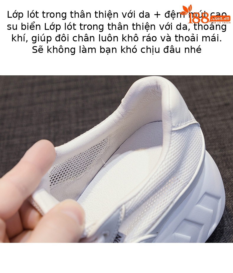 Giày sneaker nữ đế dày tăng chiều cao da bò mùa xuân 2025 — M2315 Màu mơ, M2315 màu trắng, M2315-1 mặt lưới màu trắng, M2315-1 mặt lưới màu hồng chi tiết 13