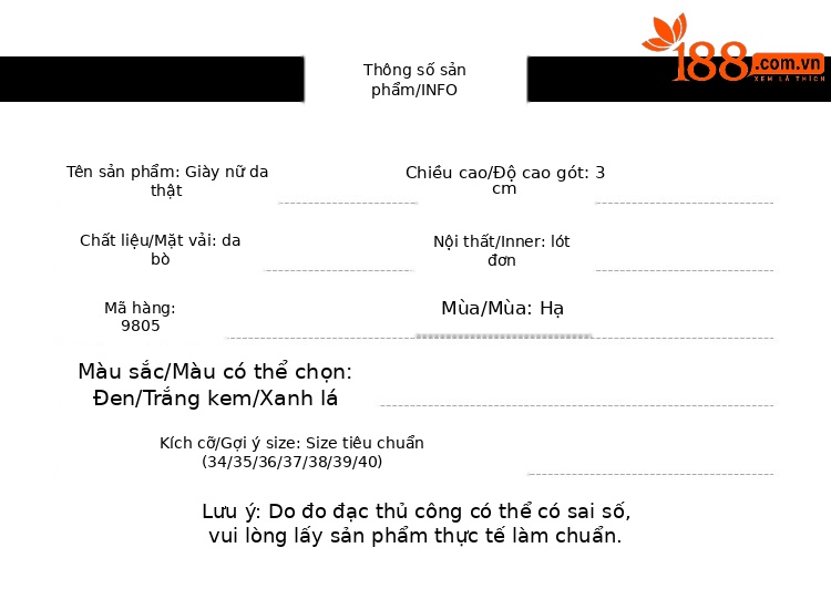 Dép sandal nữ da thật gót vuông quai chữ V phong cách tiên nữ — Màu đen chi tiết 7