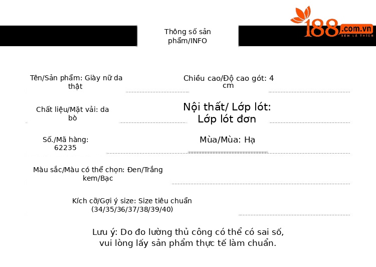 Sandal hở mũi da thật gót vừa kiểu Pháp cho nữ — Màu đen chi tiết 7