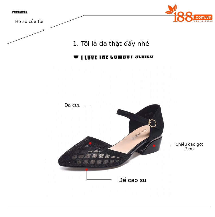 Sandal bít mũi lưới nữ gót thấp mũi nhọn thời trang rỗng khí chất — Màu đen chi tiết 8