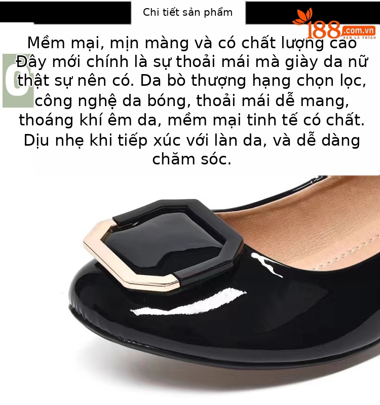 Giày lười nữ mũi vuông da thật đế bằng miệng nông — Màu trắng be chi tiết 9