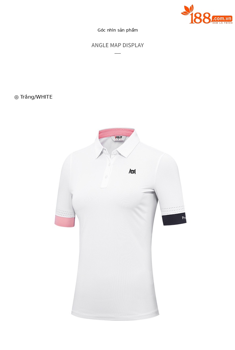 Áo thun nữ golf PGM tay ngắn phối màu thoáng khí — YF564-Áo màu trắng, YF564-Áo màu đen, KUZ149-Quần màu xanh nước biển, KUZ149-Quần Trắng chi tiết 13