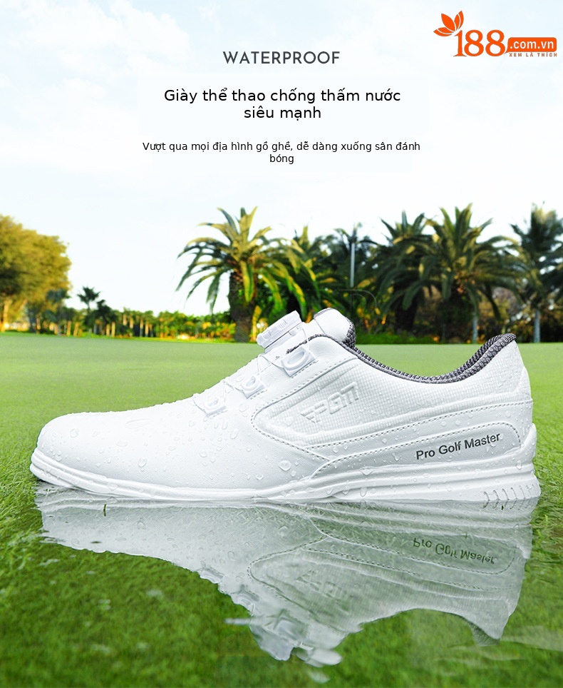 Giày golf nam PGM có núm vặn, đinh chống trượt, thoáng mát mùa hè — XZ276-màu trắng chi tiết 7