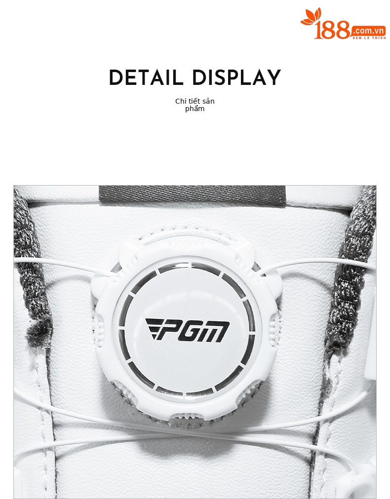 Giày golf nam PGM có núm vặn, đinh chống trượt, thoáng mát mùa hè — XZ276-màu trắng chi tiết 18