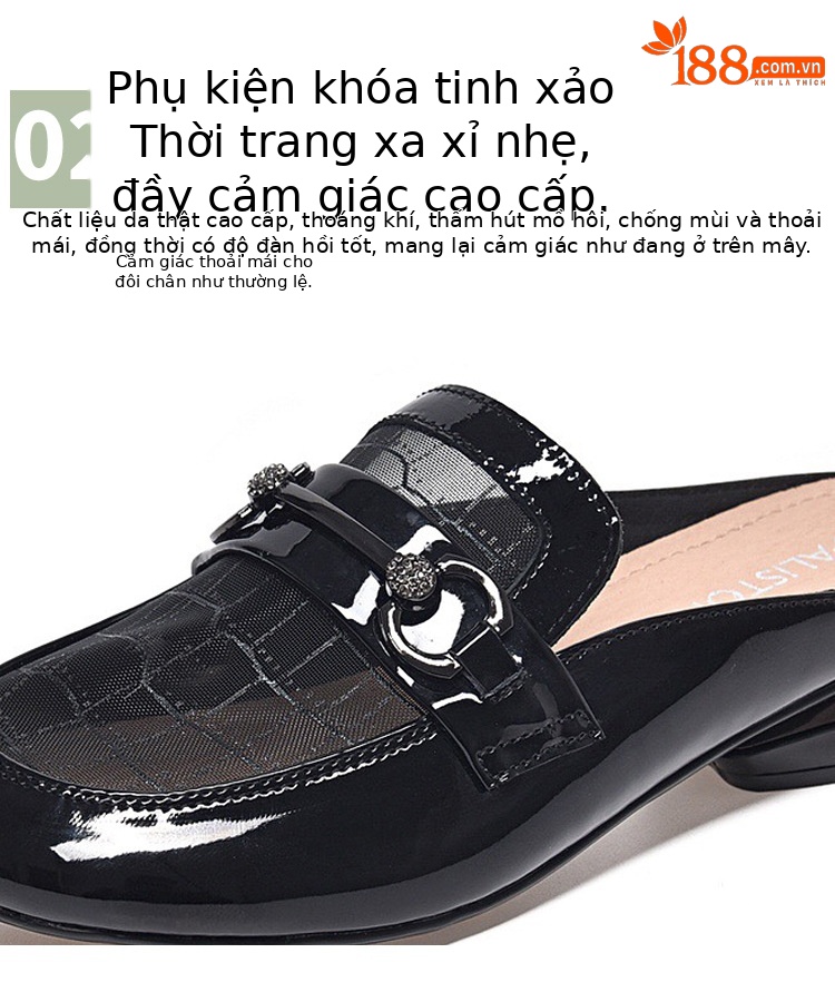 Giày lười nữ bít mũi lưới phong cách Anh đế bệt — Màu đen chi tiết 10
