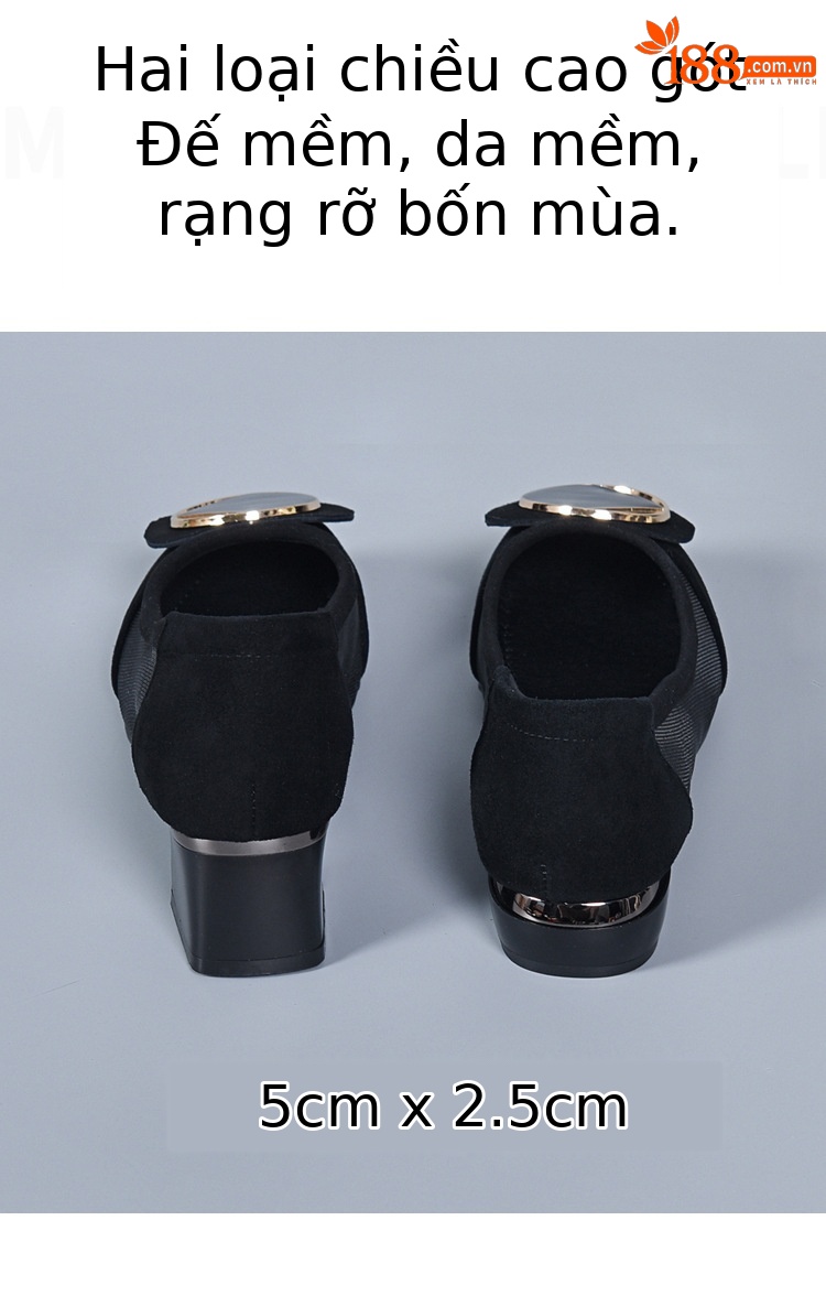 Sandal nữ quai chữ V đế mềm gót thấp 2.5 cm, chất liệu da thật lưới thoáng khí — Gót đen cao 2.5 cm chi tiết 6