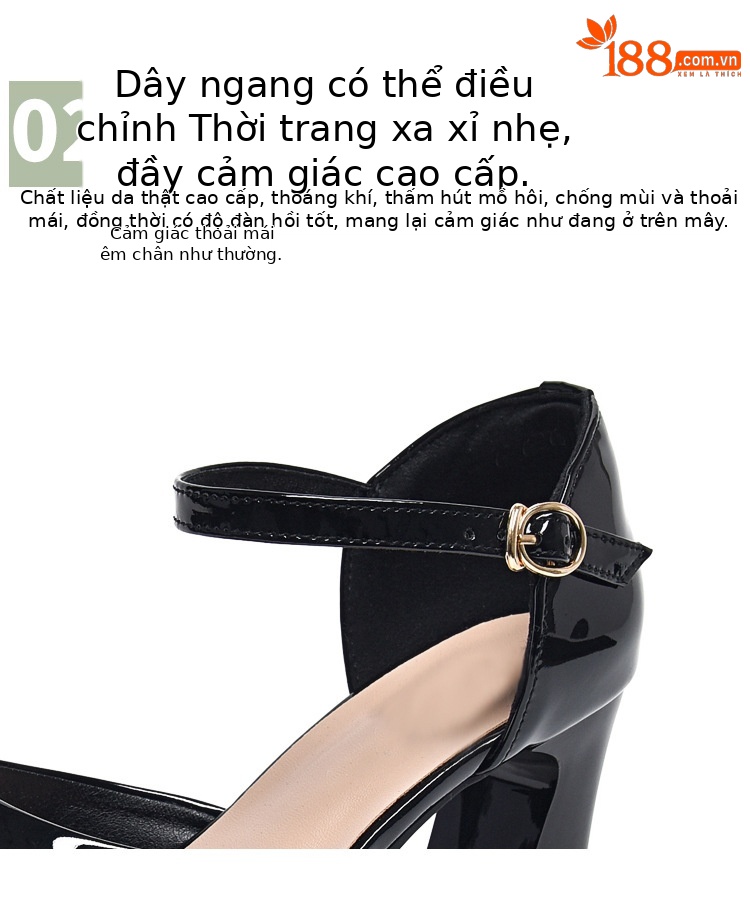 Sandal nữ quai chữ V đế mềm gót thấp 2.5 cm, chất liệu da thật lưới thoáng khí — Gót đen cao 2.5 cm chi tiết 10
