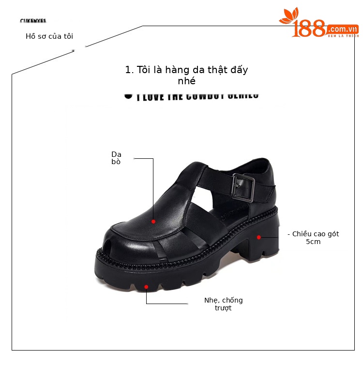 Giày sandal nữ bít mũi da thật phong cách retro đế dày gót thấp — Màu nâu chi tiết 8