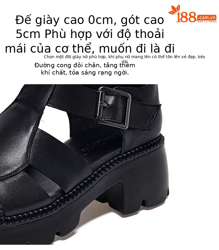 Giày sandal nữ bít mũi da thật phong cách retro đế dày gót thấp — Màu nâu chi tiết 11