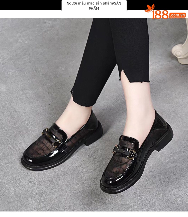 Giày lười nữ đế bệt vải lưới phong cách Anh đế mềm — Màu đen chi tiết 12