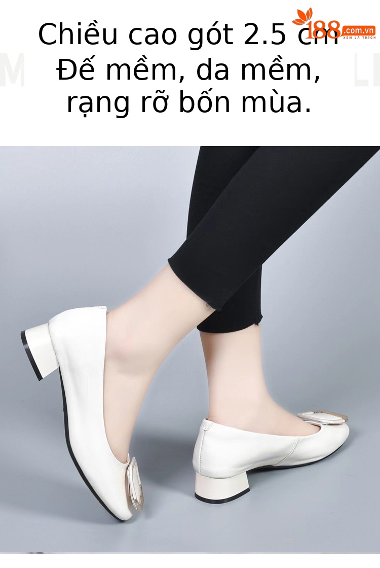 Giày lười nữ mũi vuông đế bằng da sáng chế miệng nông — Màu đen chi tiết 5