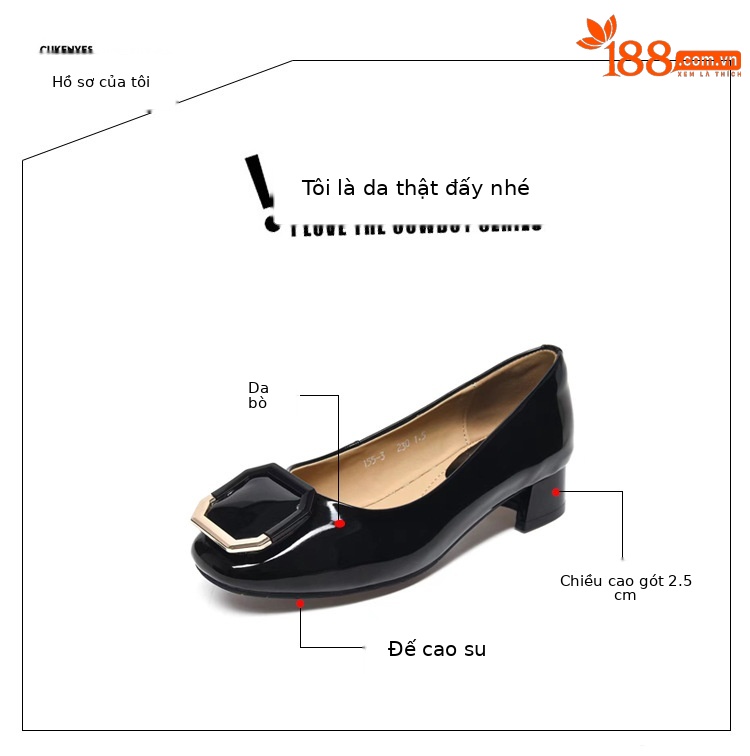 Giày lười nữ mũi vuông đế bằng da sáng chế miệng nông — Màu đen chi tiết 7