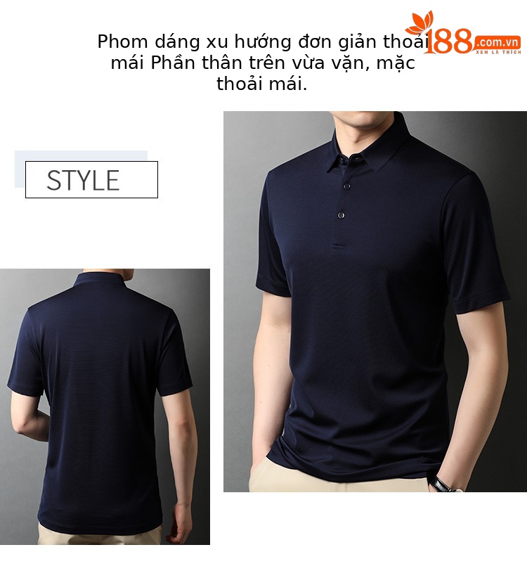 Áo thun nam tay ngắn cổ tròn chất liệu tơ tằm mỏng nhẹ mùa hè — Màu hồng 7139 chi tiết 2