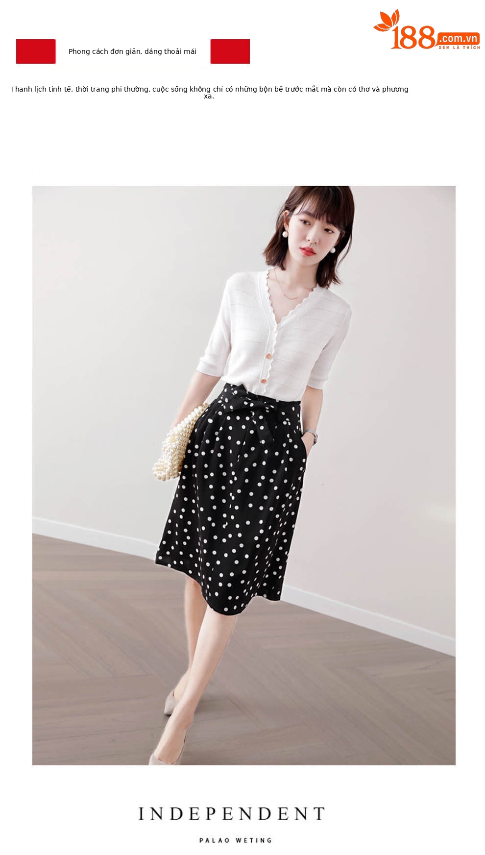 Áo cardigan dệt kim tay ngắn cổ V viền sóng chất liệu lụa đá mát mẻ — Màu đen chi tiết 6