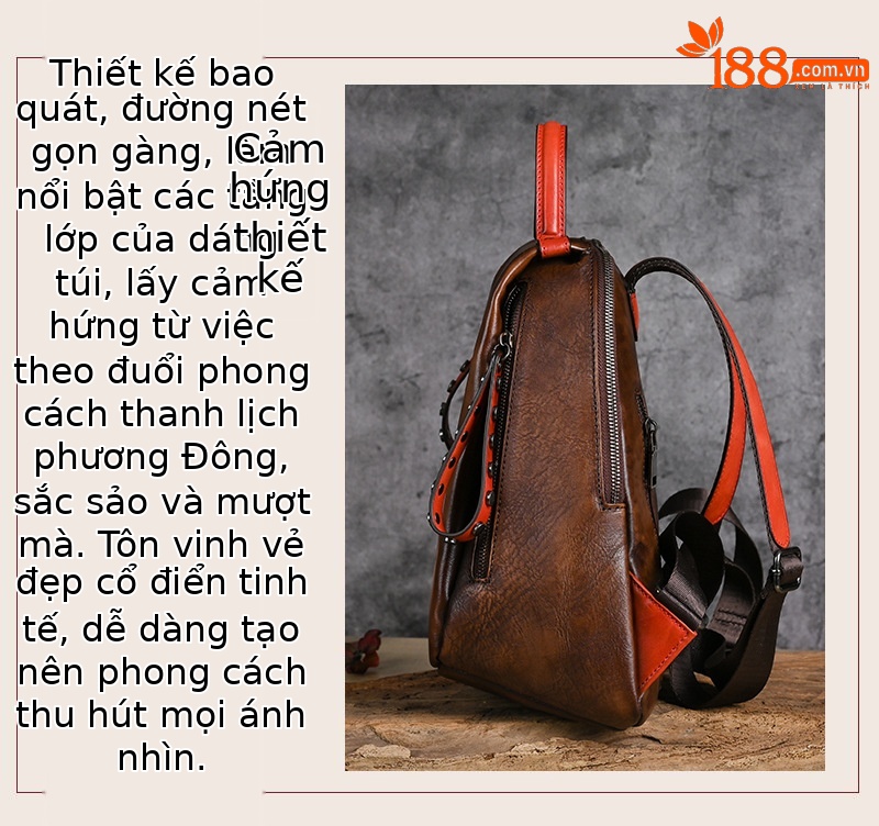Balo da bò lớp đầu phong cách cổ điển, kích thước 28×13×30 cm — Màu đen chi tiết 3