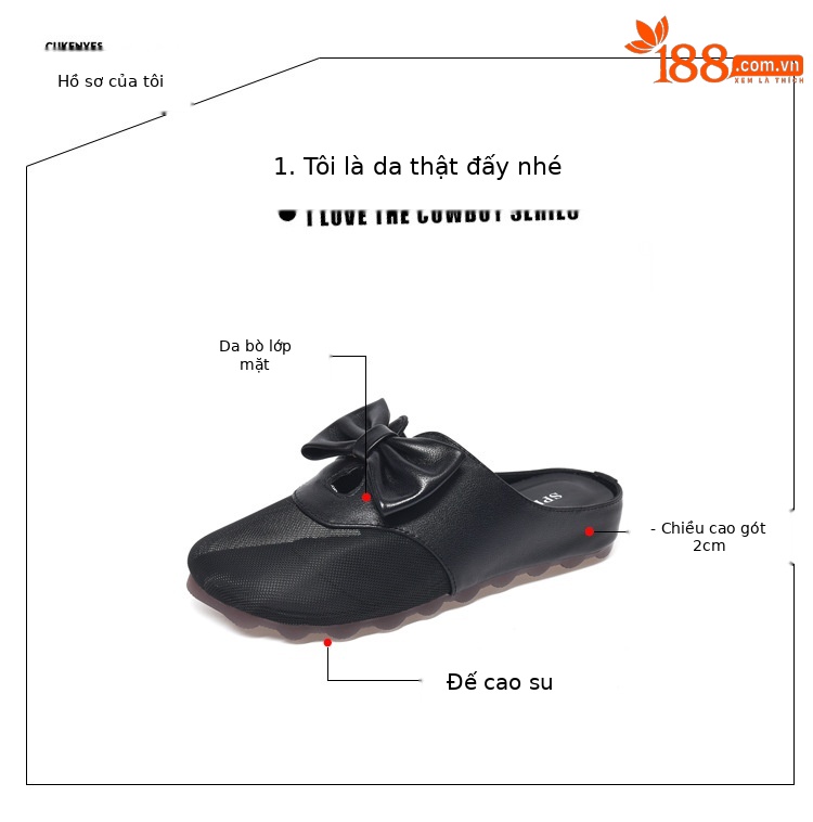 Dép sandal nữ bít mũi lưới thắt nơ da thật đế bằng mềm chống trượt — Màu đen chi tiết 8