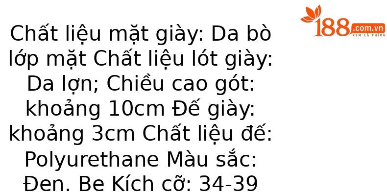 Sandal nữ đế xuồng miệng cá da bò, quai ngang đơn giản, gót cao 8 cm — Màu đen chi tiết 1