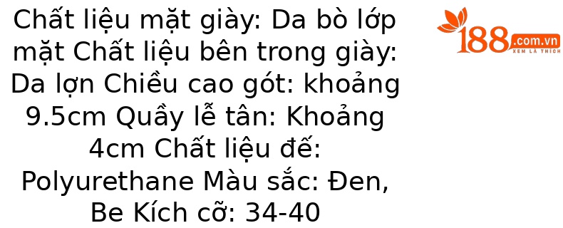 Sandal nữ da bò mũi cá gót xuồng đế dày — Màu đen chi tiết 1