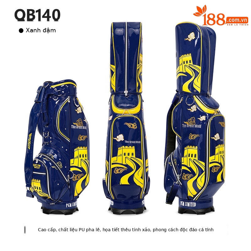 Túi golf PGM cao cấp chống nước thêu Vạn Lý Trường Thành phong cách quốc gia — QB140-màu xanh đậm