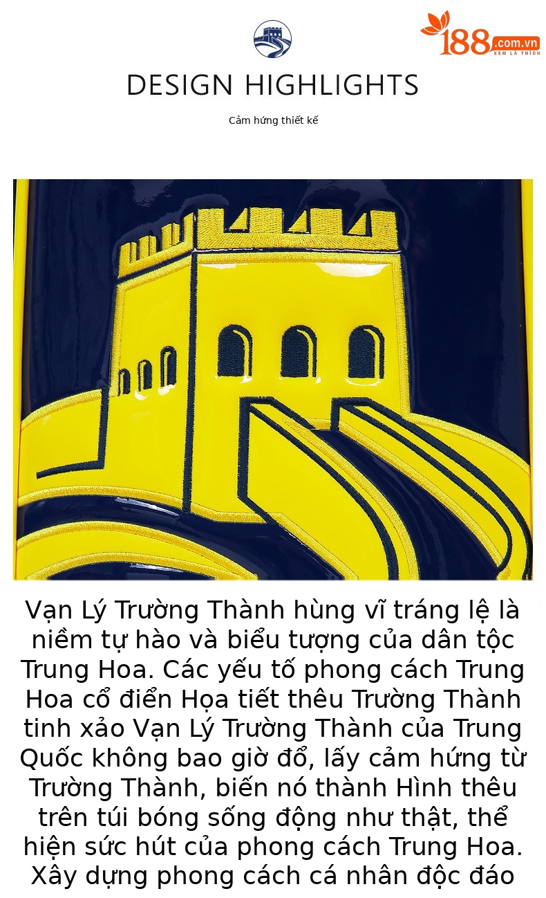 Túi golf PGM cao cấp chống nước thêu Vạn Lý Trường Thành phong cách quốc gia — QB140-màu xanh đậm chi tiết 3