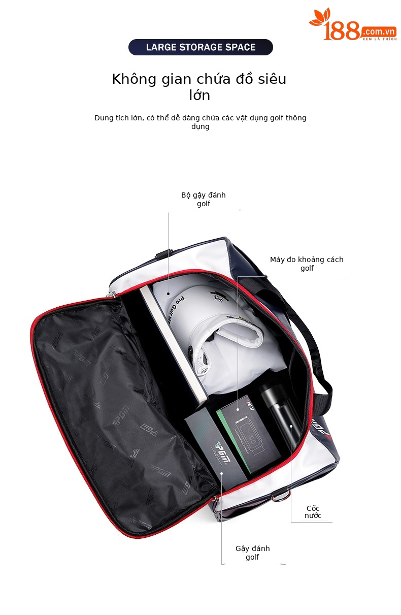 Túi đựng đồ golf PGM chống nước siêu nhẹ, dung tích lớn 48×26×28 cm — YWB044-Màu đen, YWB044-Trắng xanh đậm chi tiết 5