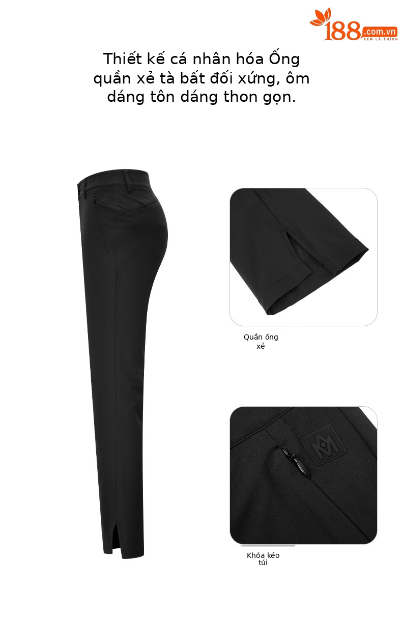 Quần dài golf nữ PGM vải thể thao co giãn 4 chiều, dáng chín tấc — M23KUZ007-Quần chín tấc màu đen, M23KUZ007-Quần chín tấc màu trắng chi tiết 2