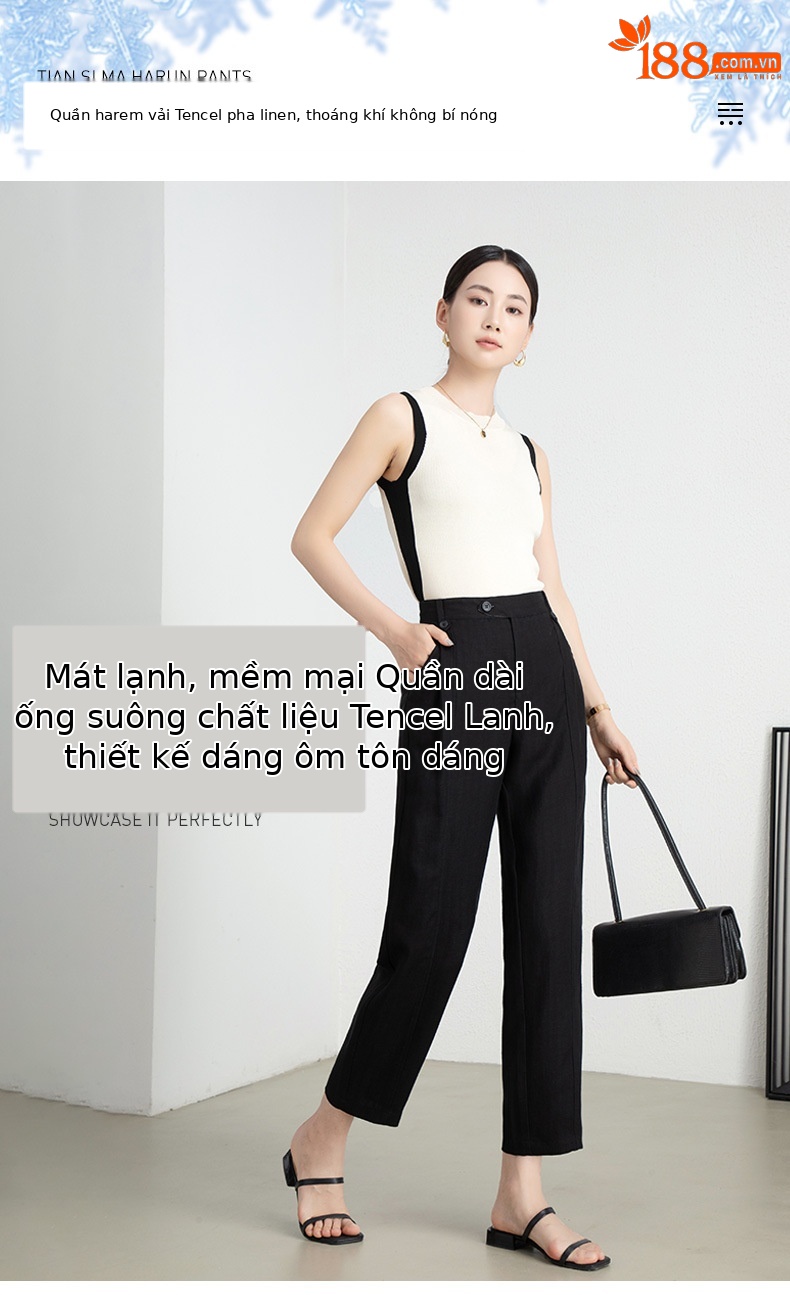 Quần culottes ống rộng chất liệu Tencel linen dáng harem cạp cao mỏng nhẹ thoáng khí — Xanh Matcha chi tiết 1