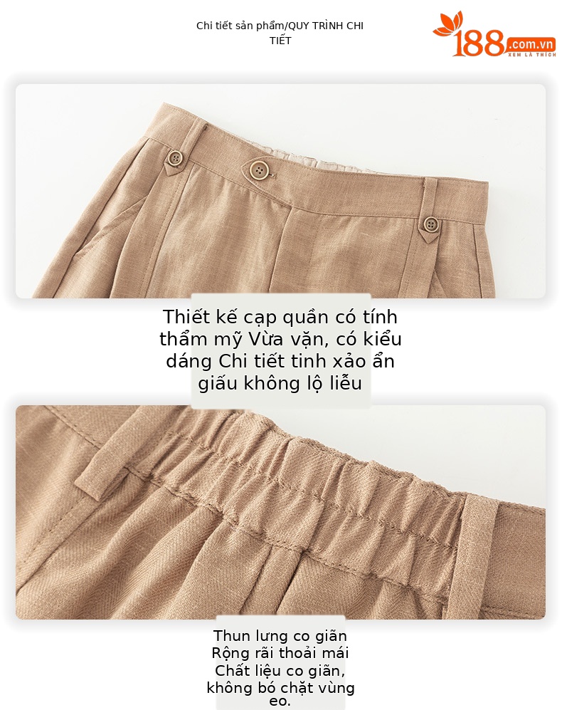 Quần culottes ống rộng chất liệu Tencel linen dáng harem cạp cao mỏng nhẹ thoáng khí — Xanh Matcha chi tiết 20