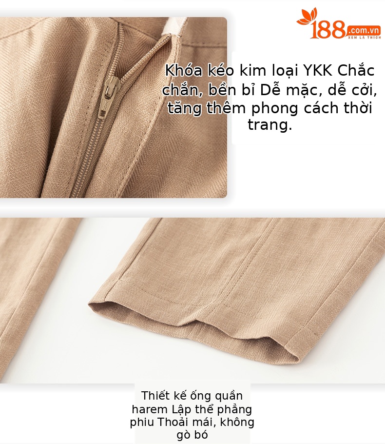 Quần culottes ống rộng chất liệu Tencel linen dáng harem cạp cao mỏng nhẹ thoáng khí — Xanh Matcha chi tiết 22