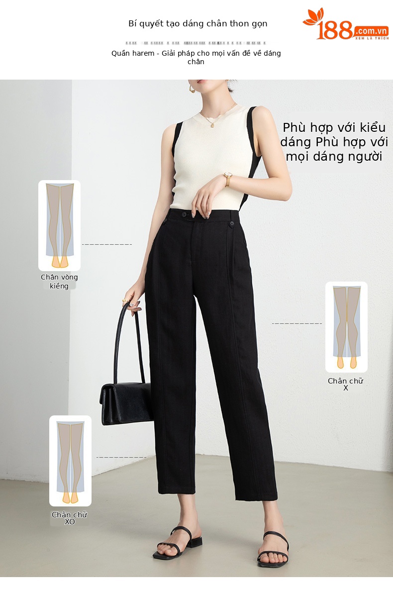 Quần culottes ống rộng chất liệu Tencel linen dáng harem cạp cao mỏng nhẹ thoáng khí — Xanh Matcha chi tiết 5