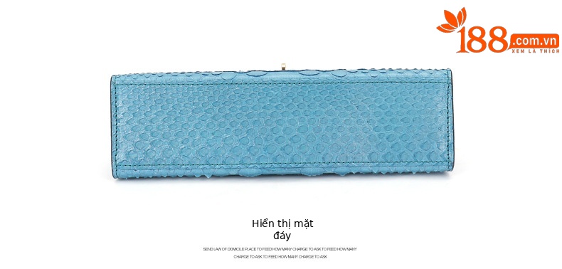 Túi đeo chéo nữ da trăn phong cách Kelly mới mẫu hè thu 2023 (22x13x7.5cm) — Xanh huỳnh quang, Khuy vàng xanh huỳnh quang chi tiết 9