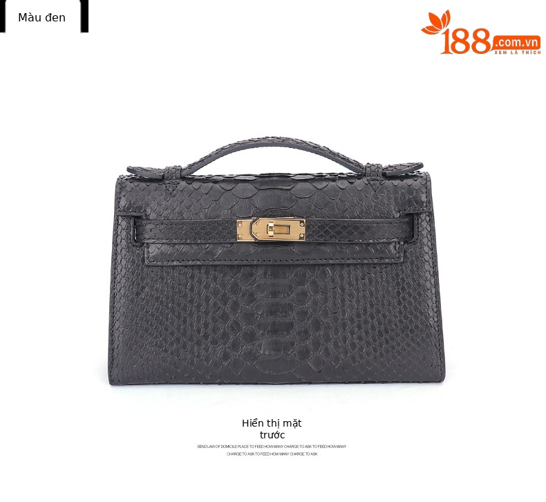Túi đeo chéo nữ da trăn phong cách Kelly mới mẫu hè thu 2023 (22x13x7.5cm) — Xanh huỳnh quang, Khuy vàng xanh huỳnh quang chi tiết 12