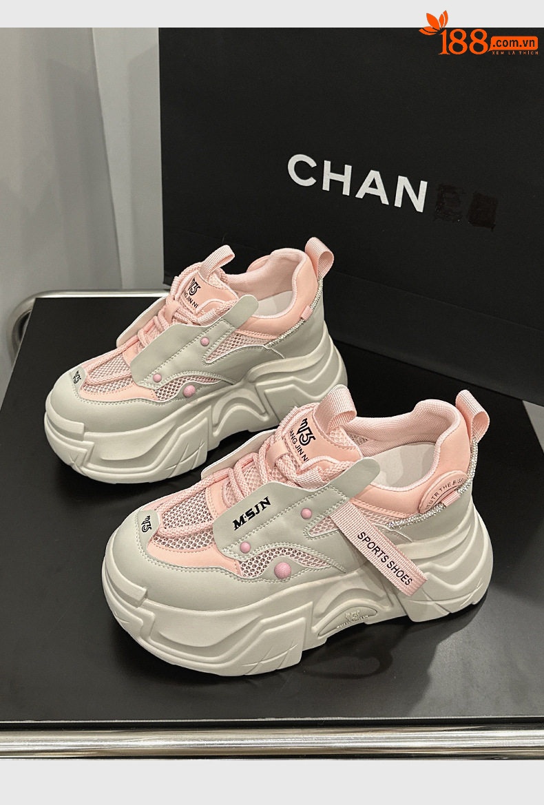 Giày sandal nữ gót thấp thanh lịch, mũi tròn, quai dây buộc, đế wedge PU, gót 6-8 cm — Xám bột, Trắng, Mơ chi tiết 16