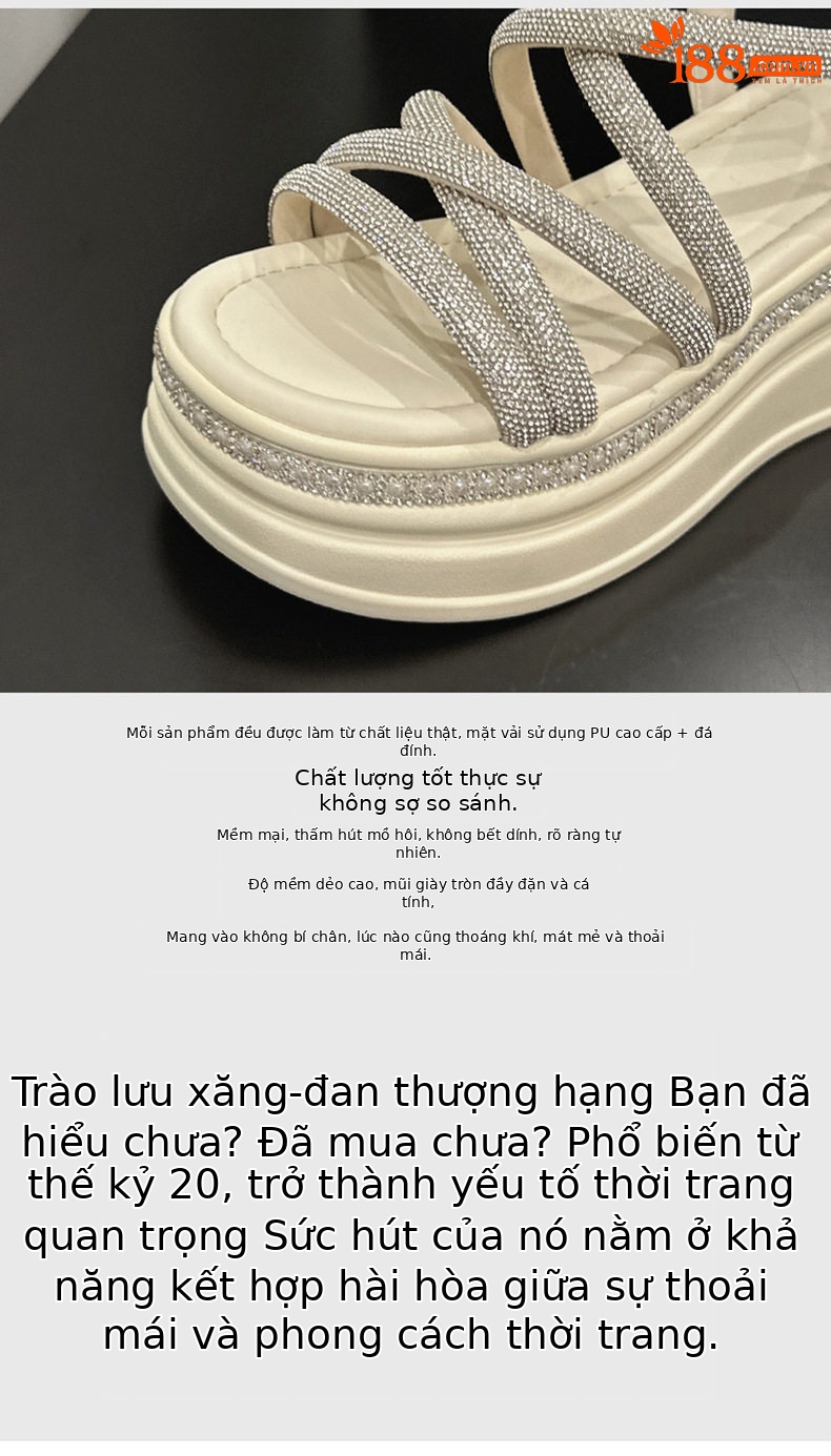 Dép sandal nữ quai chữ V đơn giản phong cách La Mã — Đen, Len nguyên chất chi tiết 7