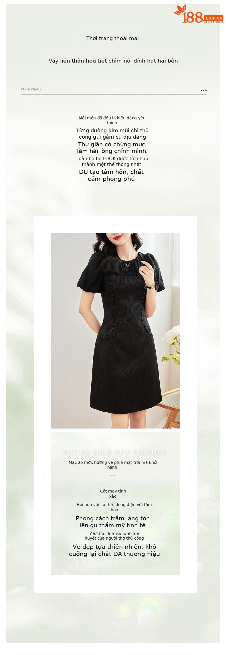 Đầm maxi nữ thắt eo phong cách dân tộc, phù điêu jacquard đính hạt satin — Màu đen chi tiết 2