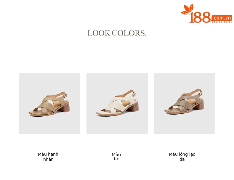Sandal La Mã da cừu đan sọc rộng gót thô hở ngón — Màu camel chi tiết 5