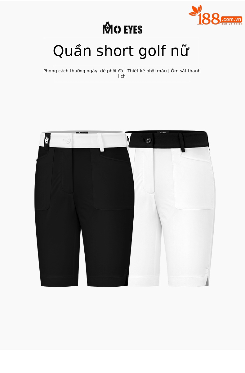 Quần short golf nữ Moeyes Magic Eye thoáng khí, có lót, dễ phối đồ — M23KUZ006-Quần short đen, M23KUZ006-Quần short trắng chi tiết 1