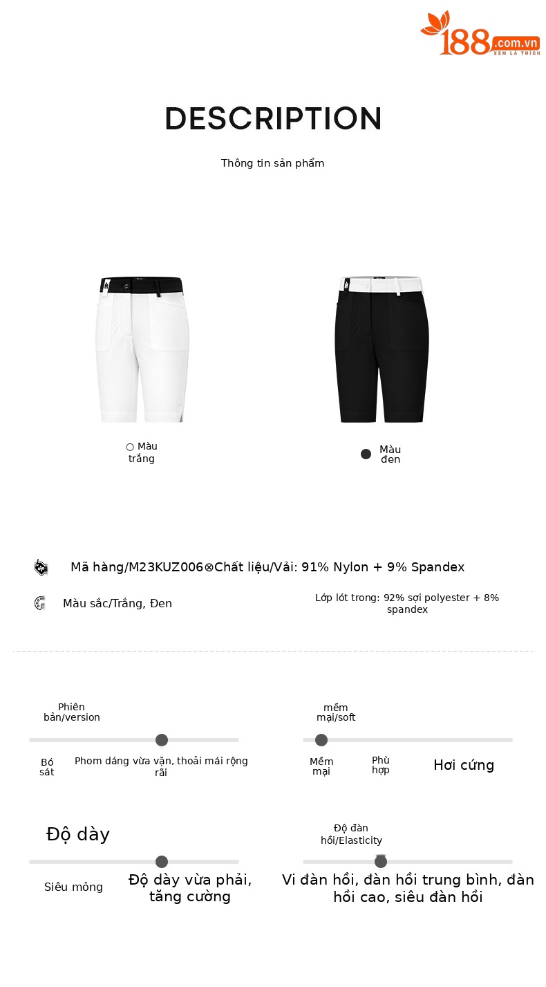 Quần short golf nữ Moeyes Magic Eye thoáng khí, có lót, dễ phối đồ — M23KUZ006-Quần short đen, M23KUZ006-Quần short trắng chi tiết 3