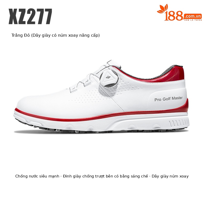 Xz277-trắng đỏ (Dây giày khóa xoay)