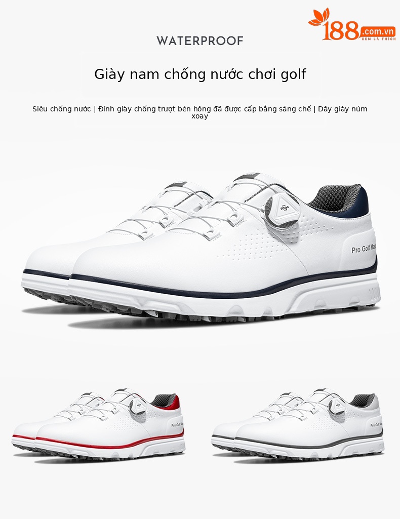 Giày golf PGM thể thao thoáng khí mùa hè chống trượt có núm vặn — XZ277-màu xám trắng (Dây giày thông thường), Xz277-trắng đỏ (Dây giày bình thường), XZ277-màu xanh trắng (Dây giày bình thường), Xz277-trắng đỏ (Dây giày khóa xoay) chi tiết 4