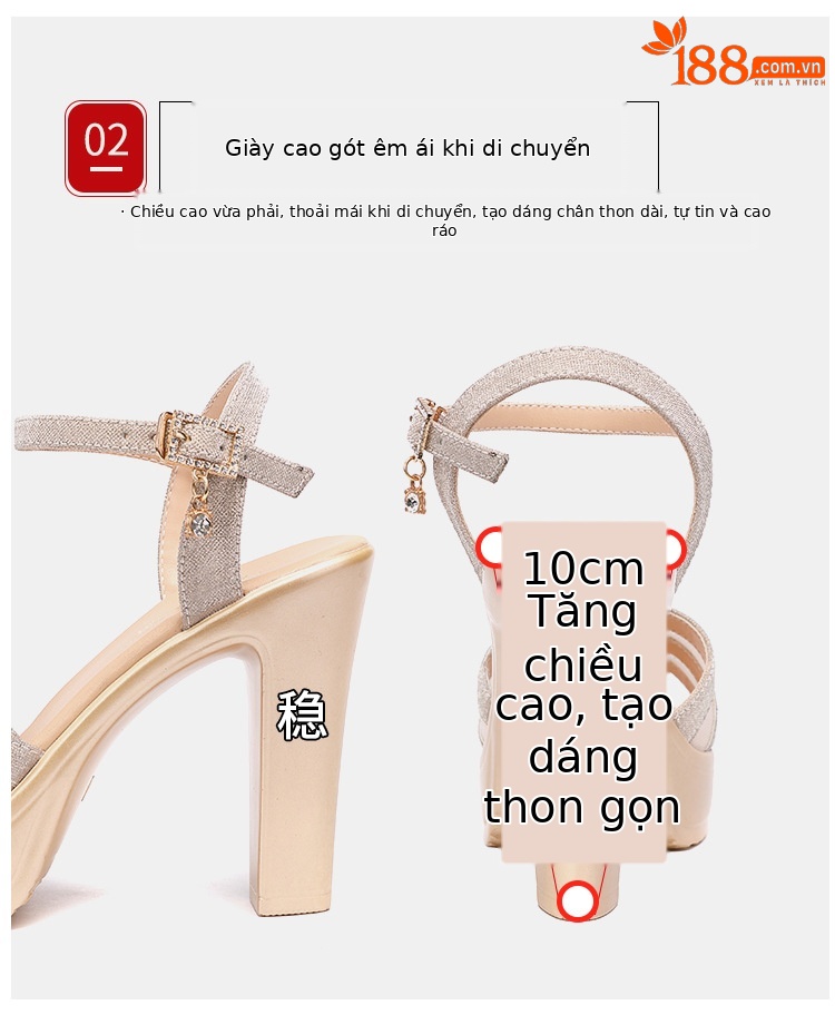 Sandal cao gót nữ mũi hở đế dày platform lưới vàng kim 2025 — Màu đen, Màu vàng, 7836 đen 8cm, 7836 màu hồng 8cm chi tiết 7