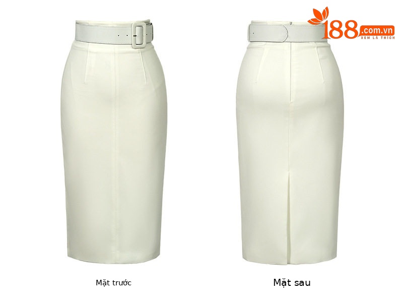 Chân váy bút chì nữ ôm eo cao dáng midi phong cách Pháp — [Đen], [Trắng], [Đỏ] chi tiết 6