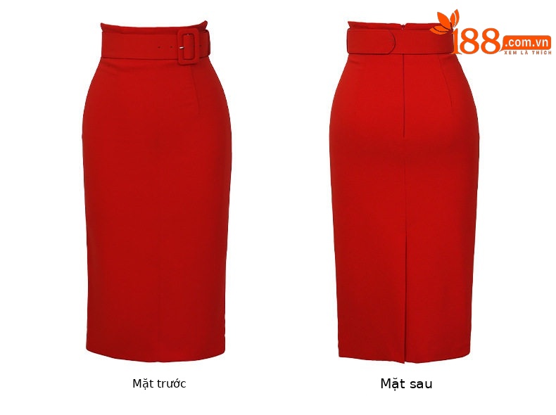 Chân váy bút chì nữ ôm eo cao dáng midi phong cách Pháp — [Đen], [Trắng], [Đỏ] chi tiết 7