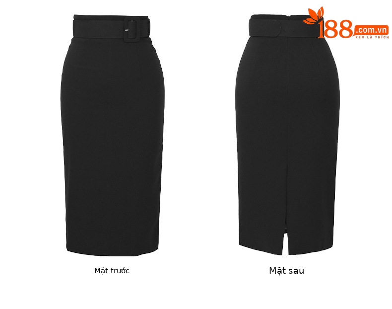 Chân váy bút chì nữ ôm eo cao dáng midi phong cách Pháp — [Đen], [Trắng], [Đỏ] chi tiết 8