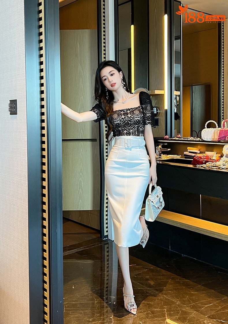 Chân váy bút chì nữ ôm eo cao dáng midi phong cách Pháp — [Đen], [Trắng], [Đỏ] chi tiết 26