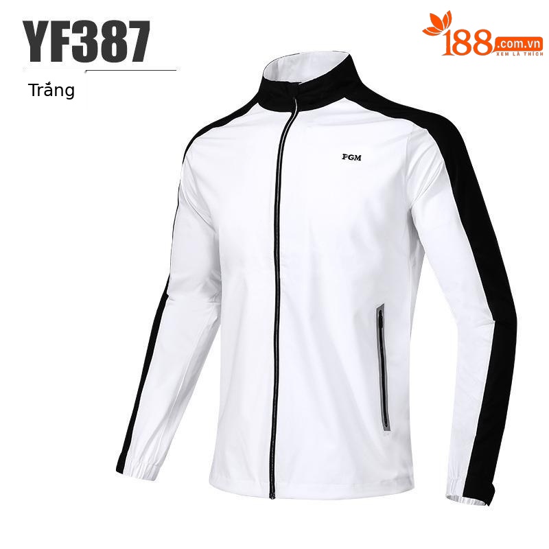 YF387 Áo khoác dây kéo dài tay nam màu trắng