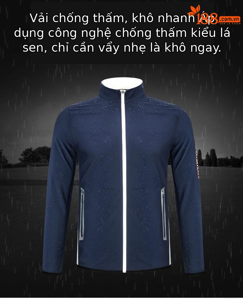 Áo khoác chống gió nam dài tay PGM Golf – thiết kế cổ đứng, nhẹ thoải mái — YF376 Áo khoác nam dài tay màu xanh nước biển, YF376 Áo khoác nam dài tay màu trắng, YF387 Áo khoác dây kéo dài tay nam màu trắng, YF376 Áo khoác nam dài tay màu đỏ chi tiết 21