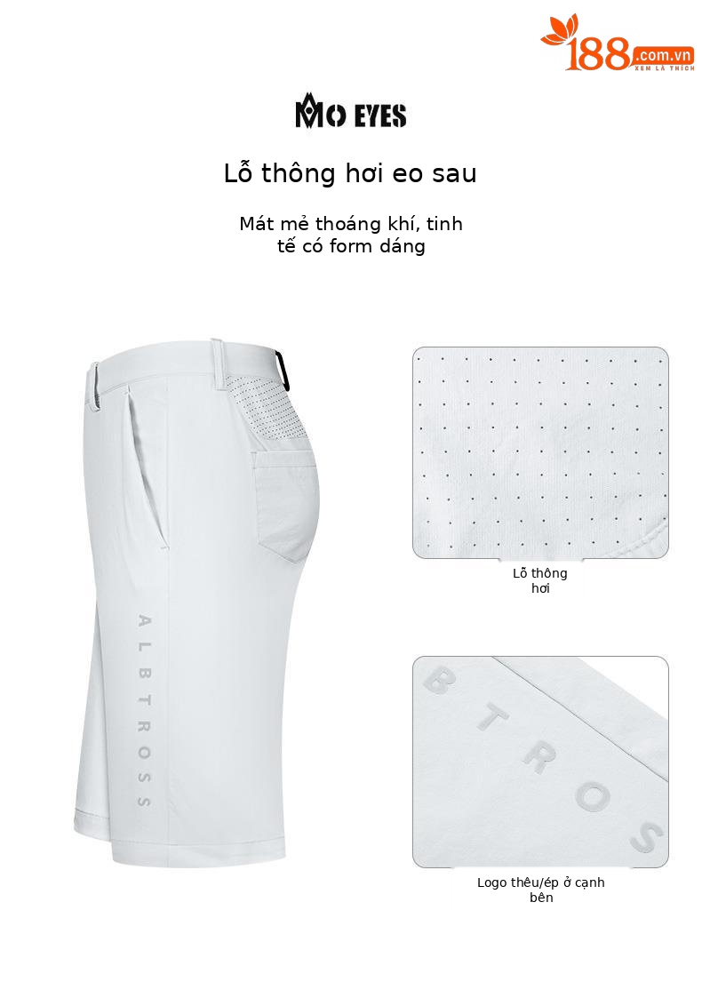 Quần short golf nam Moeyes Magic Eye co giãn thoáng khí — M23KUZ001-Quần short màu xám, M23KUZ001-Quần short màu xanh lá cây, M23KUZ001-Quần short đen chi tiết 2