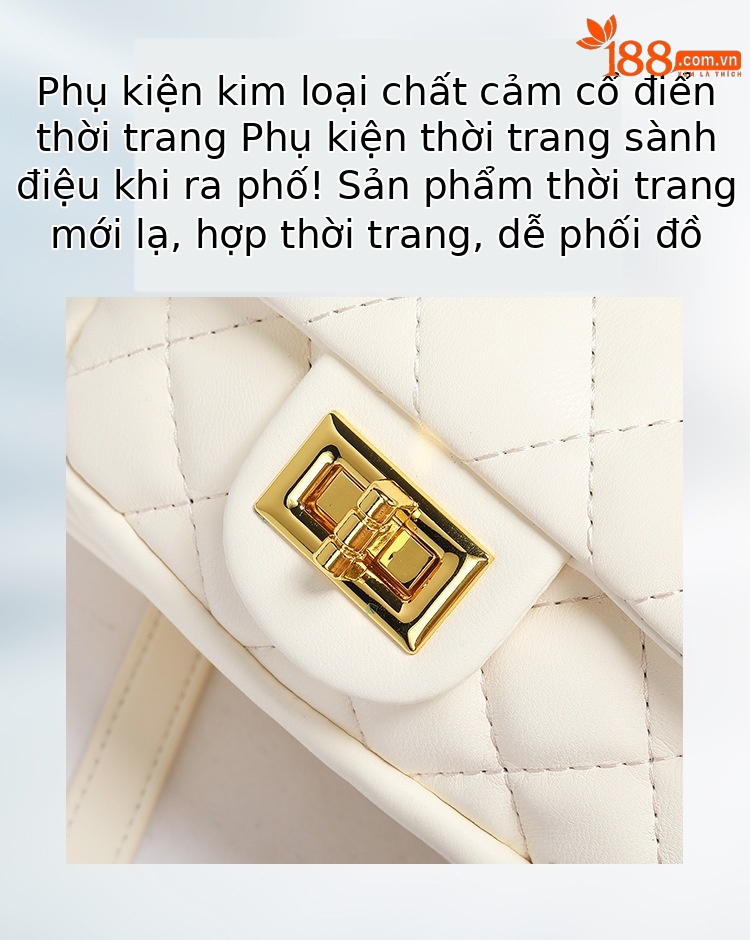 Ba lô nữ mini da phong cách kim cương dây xích cao cấp — Màu trắng, Màu đen, Màu hồng chi tiết 1